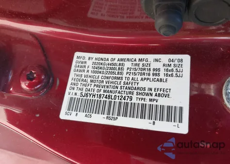 2008 Honda Element Ex z USA, uszkodzony, nr VIN 5J6YH18748L012479